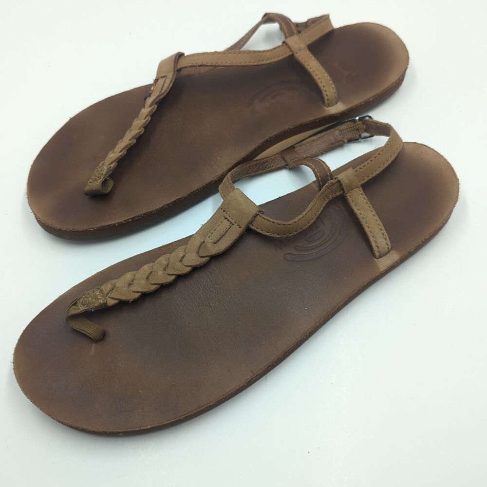 Rainbow Womens T-Street Single Layer Leather Sandal In Sierra Brown 10